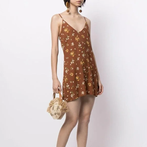 Reformation Ventura floral-print slip dress in Brown - size S - Picture 4 of 12